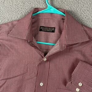 Donald J Trump Signature Collection Shirt Men's Large Red Striped Formal Causal